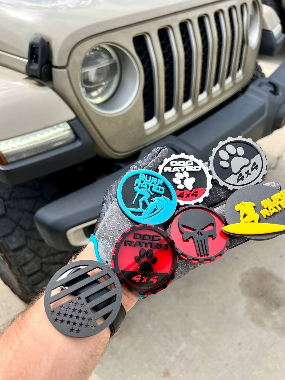 Custom Jeep Emblem – Wrangler Compass Grand Cherokee Badge w/ Your Text