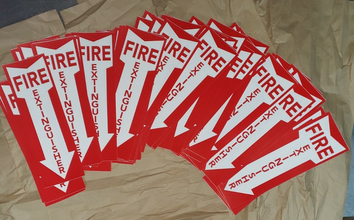 🤡🔥🧯(10pk) FIRE EXTINGUISHER ARROW SIGN'S…4" X 12" SELF-ADHESIVE VINYL 🧯