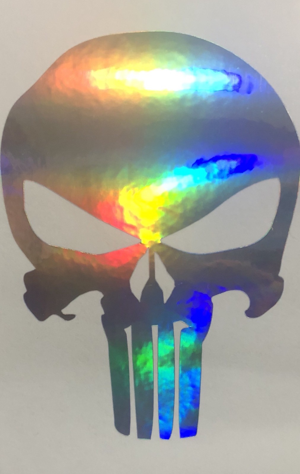 Pair of Punisher Decals Punisher Sticker Skull Military Holographic Oil Slick
