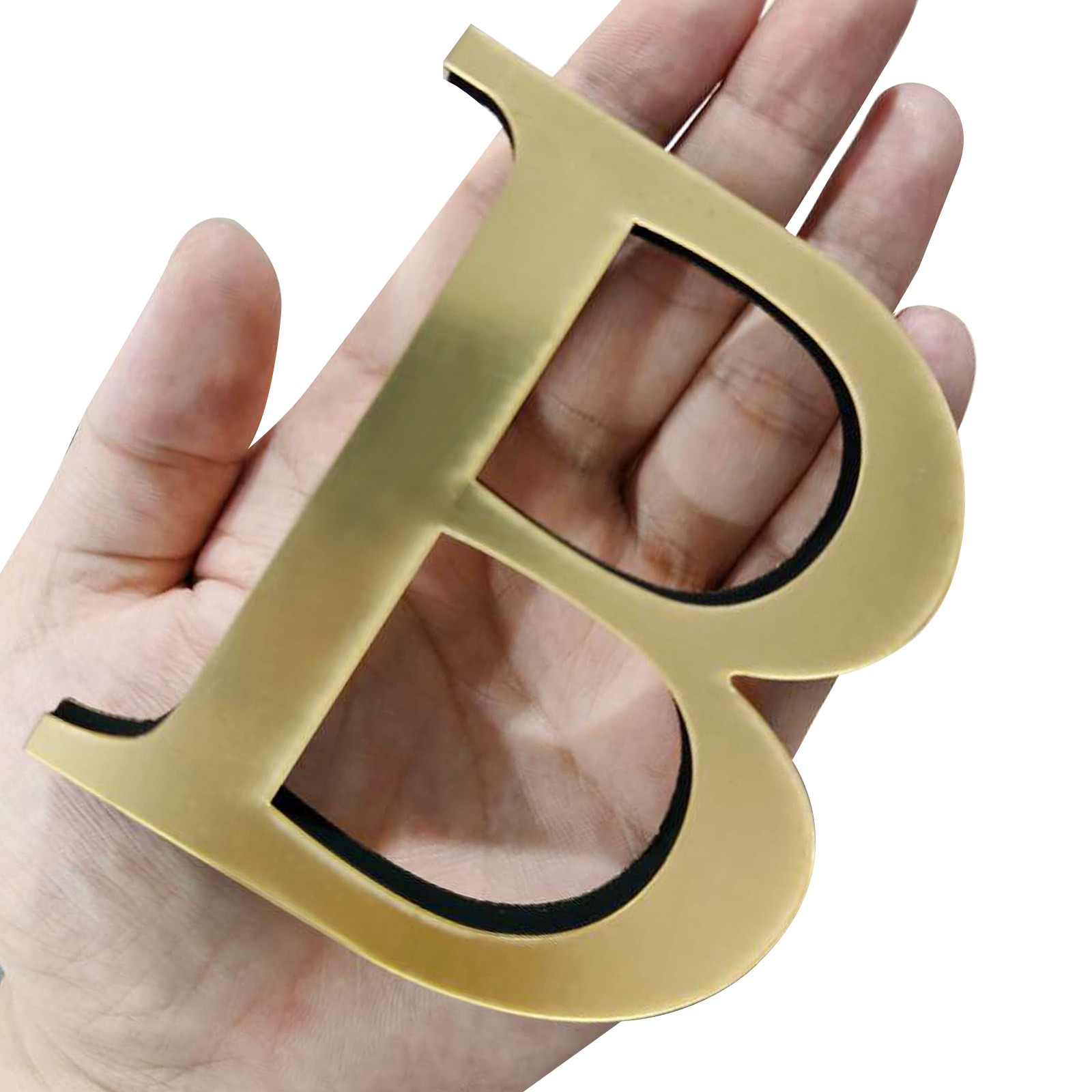 3D Acrylic Alphabet Mirror Wall Stickers Letter B Self-Adhesive Light Gold