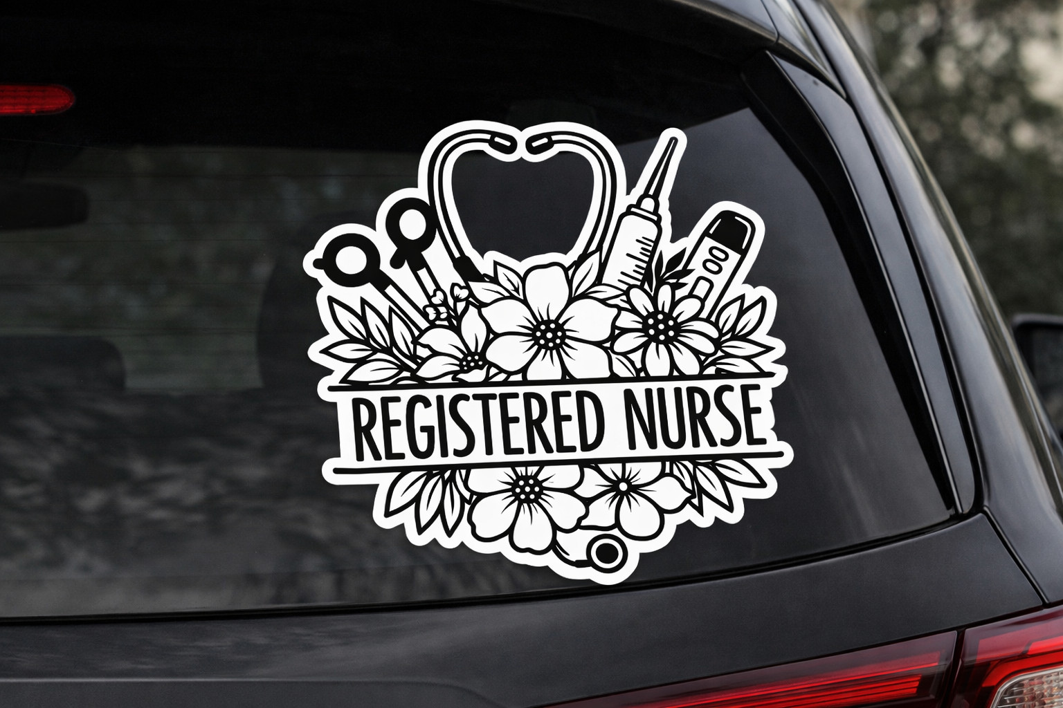 Registered Nurse Stethoscope Decal Nurse Car Window Sticker RN Gift 6’’ tall