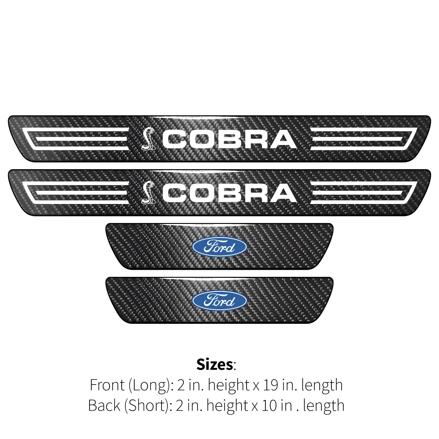Ford Mustang Cobra X-Large Black Carbon Fiber 4 Pcs Universal Door Sill Plates