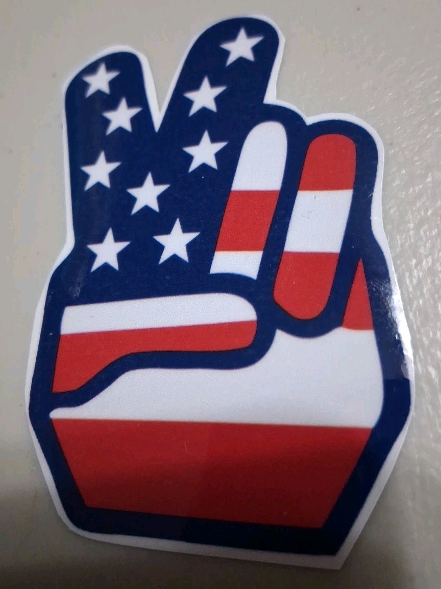 American Flag Peace Hand Symbol Vinyl Sticker NEW