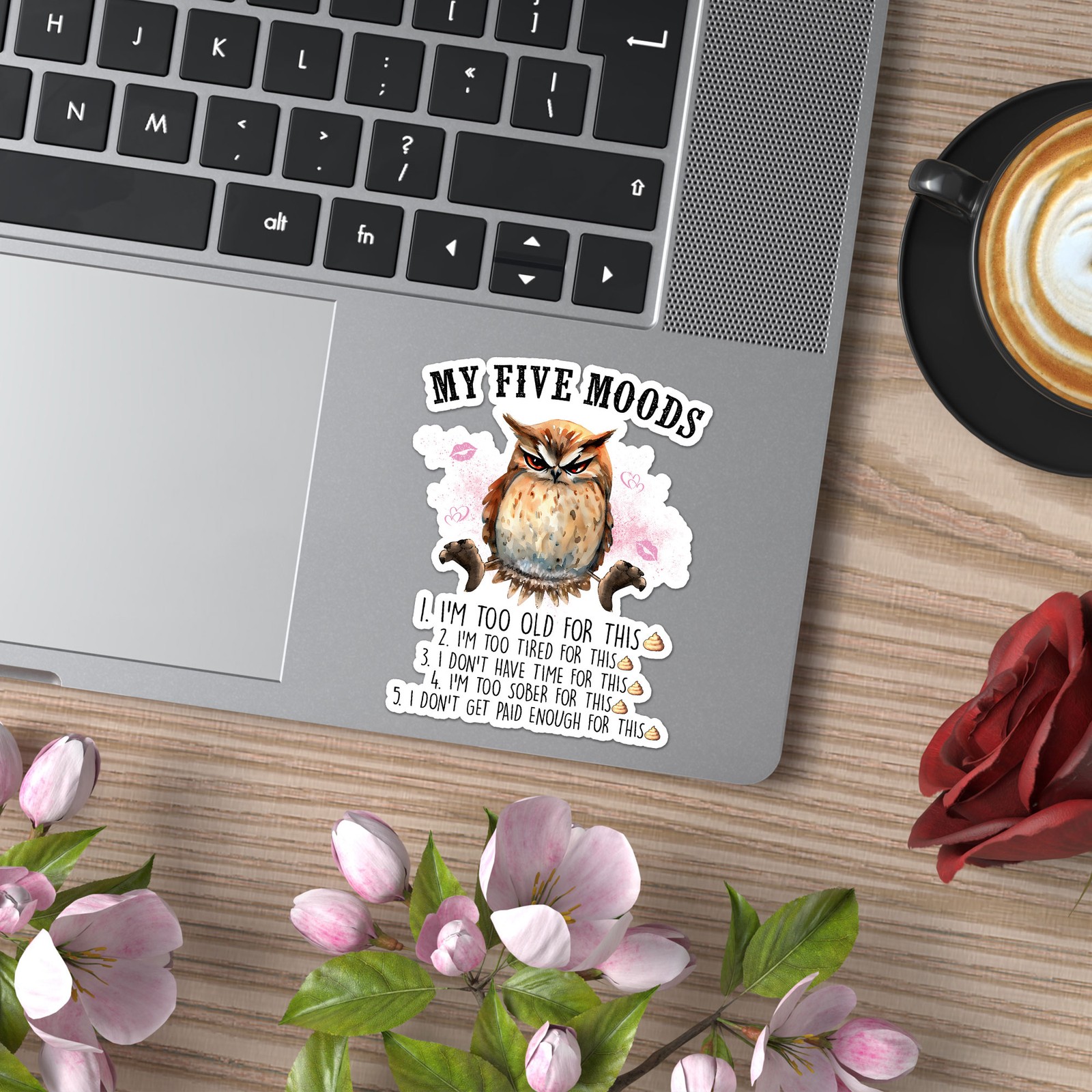 Owl My 5 Moods – Vinyl Decal Sticker – Car Window Laptop – ebn9215
