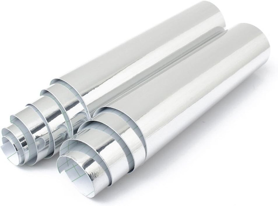 12"X78"Chrome Mirror Silver Vinyl Wrap Sticker Decal Film Sheet,Self-Adhesive
