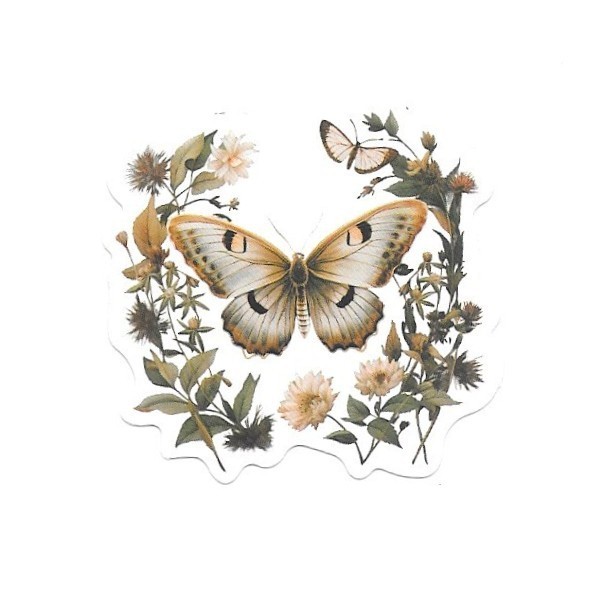 Botanical Meadow Butterfly Vinyl Sticker Vintage Insect Journal Laptop Scrapbook