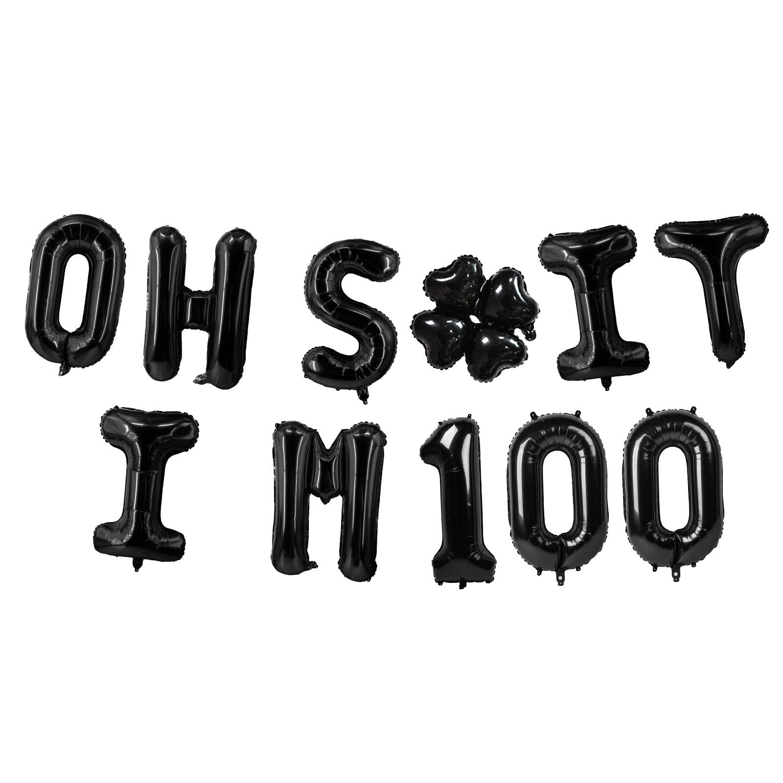 Oh I’m 100! Latex Balloons 16 Inch Black Hallo One Hundred Cheers to 100 Y