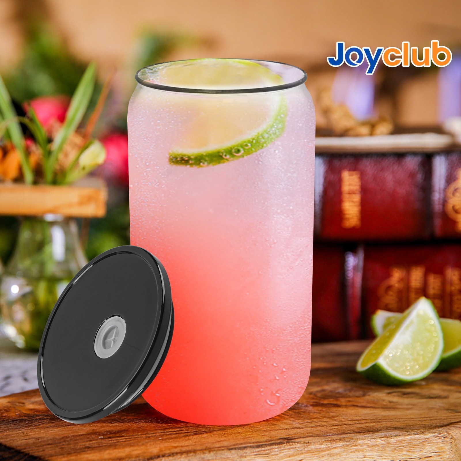 Joyclub 4 Pack Acrylic Lids for 16 oz Glass Cups with Bamboo Lids and Straws …