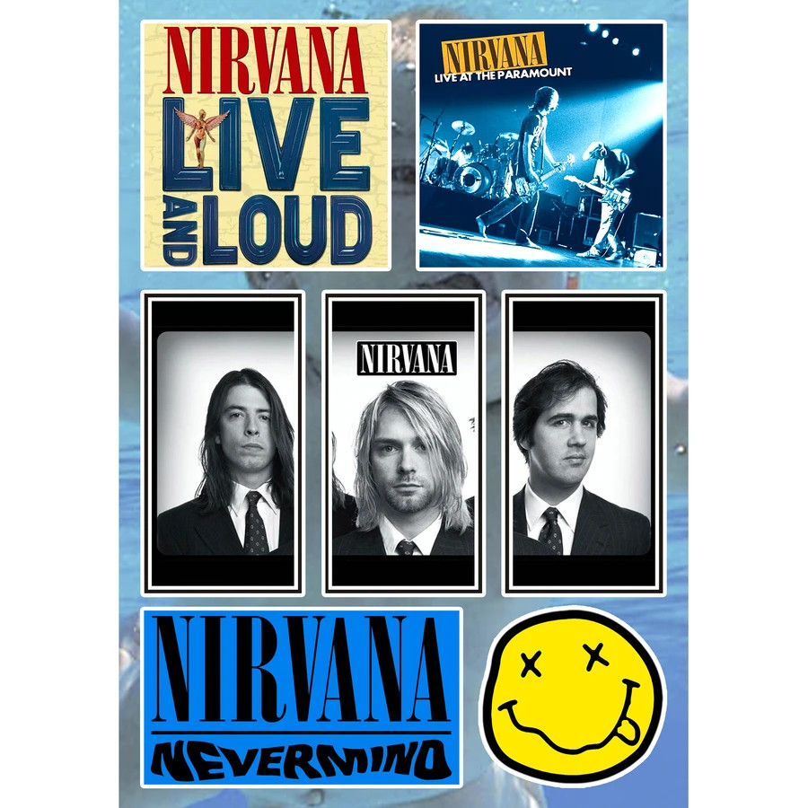 Nirvana Sticker Pack Kurt Cobain Nevermind In Utero Bleach MTV Unplugged Band