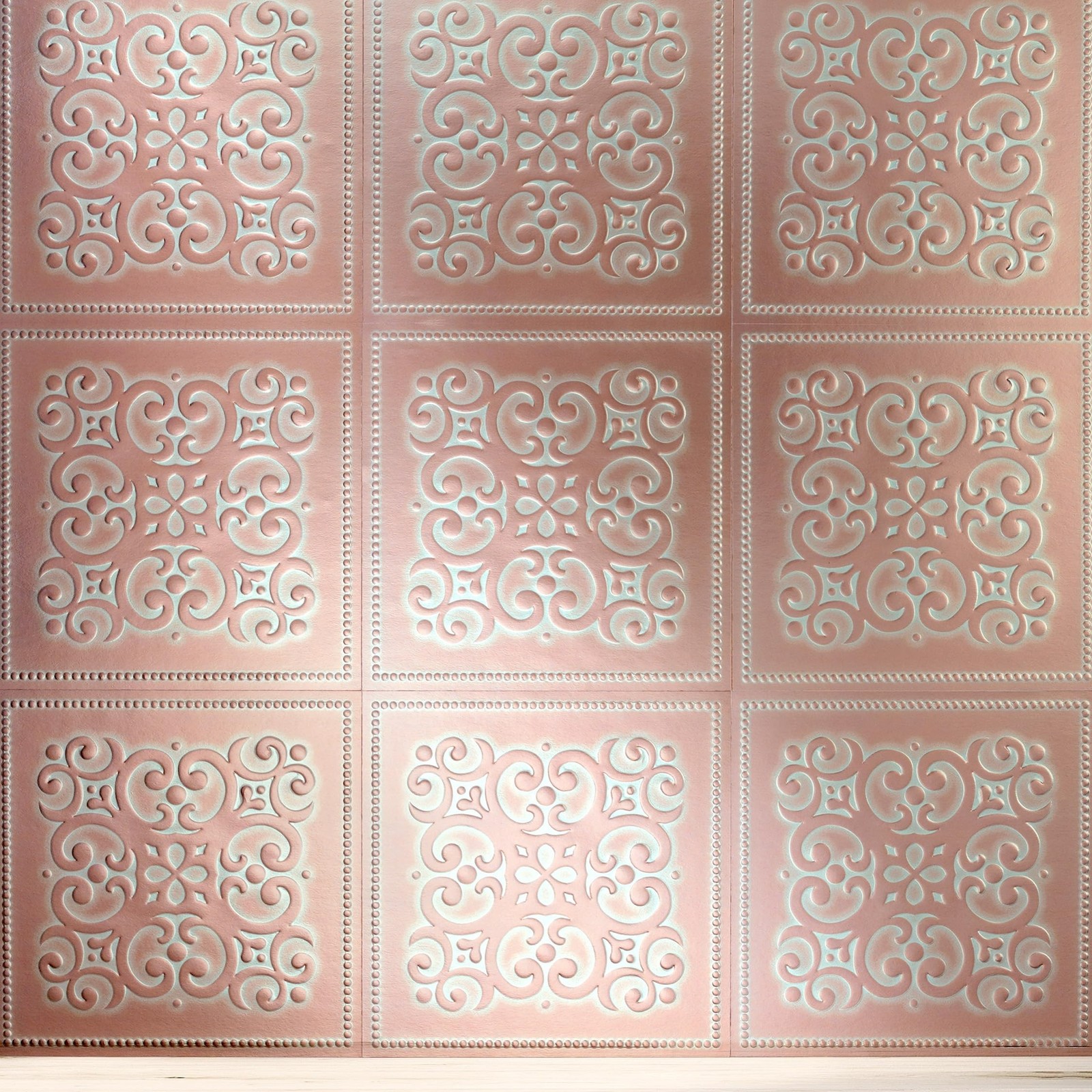 Main Street 24-Pack of 8 x 8" Wallpaper Tiles Peel and Stick in Metalic Patin…