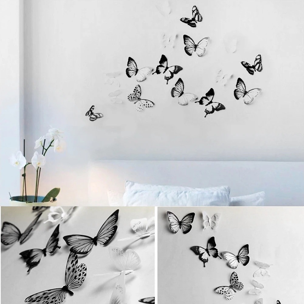 18pcs Butterfly Sticker 3D Wall Decoration for Living Room & Bedroom Stickers