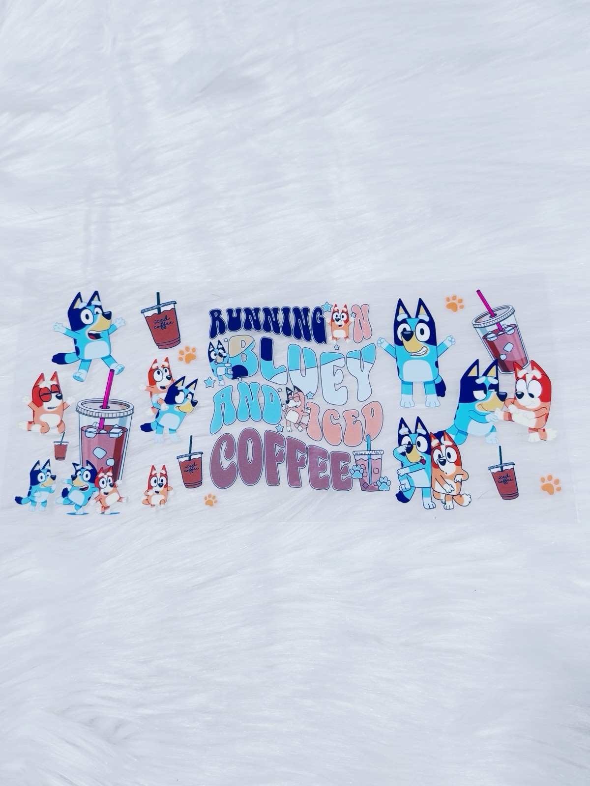Bluey UV DTF Cup Wraps for 16 oz Glass Cups, 8 Sheets Transfers Variety