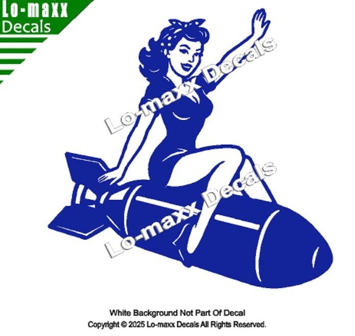 WW II Hot Sexy Girl Bomb Nose Art Decal Die Cut Vinyl Sticker Multi Size/Color