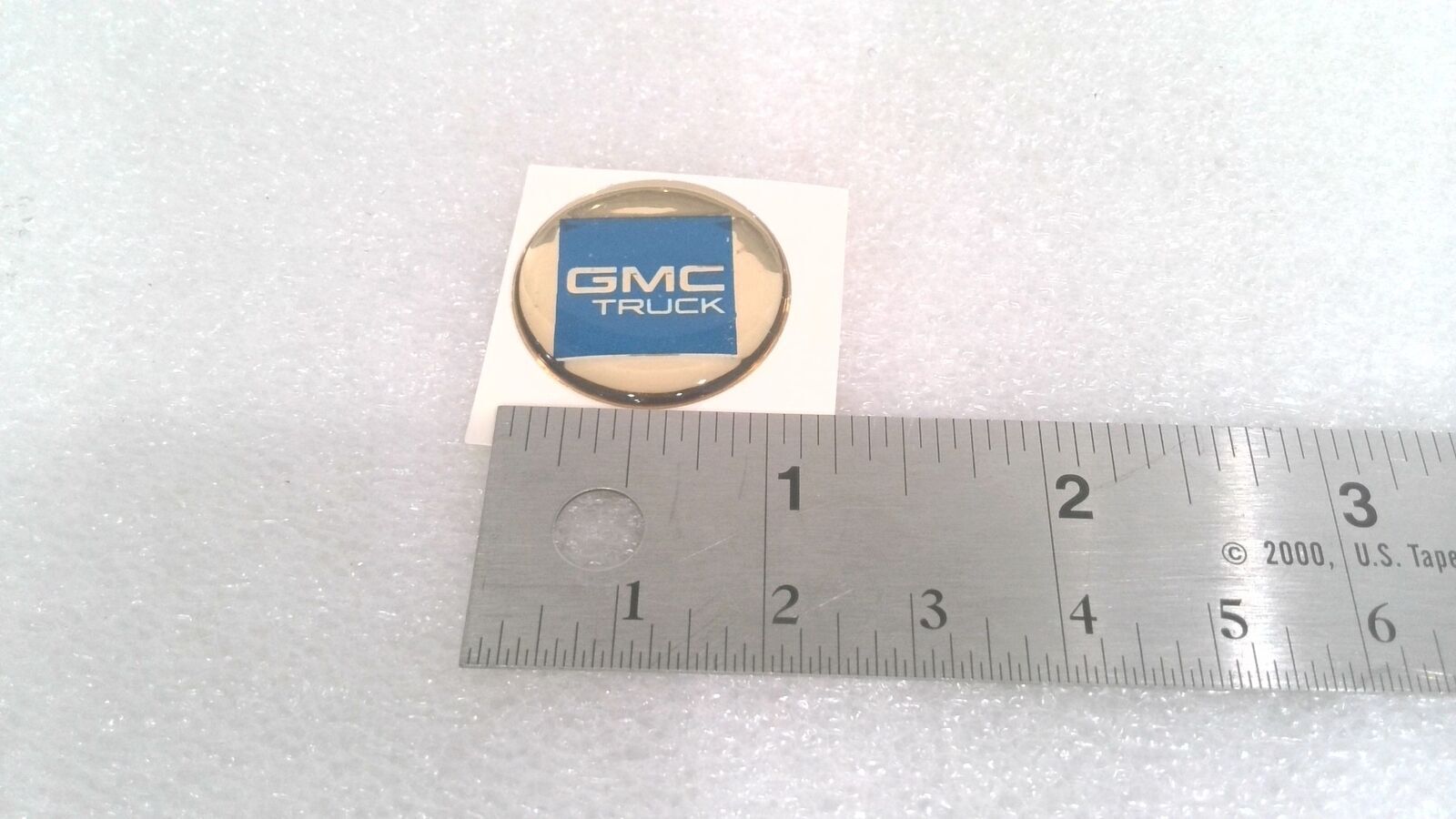 GMC TRUCK DOMED STICKER, GOLD/BLUE, 2 MM X 1.1" (LOT OF 14)