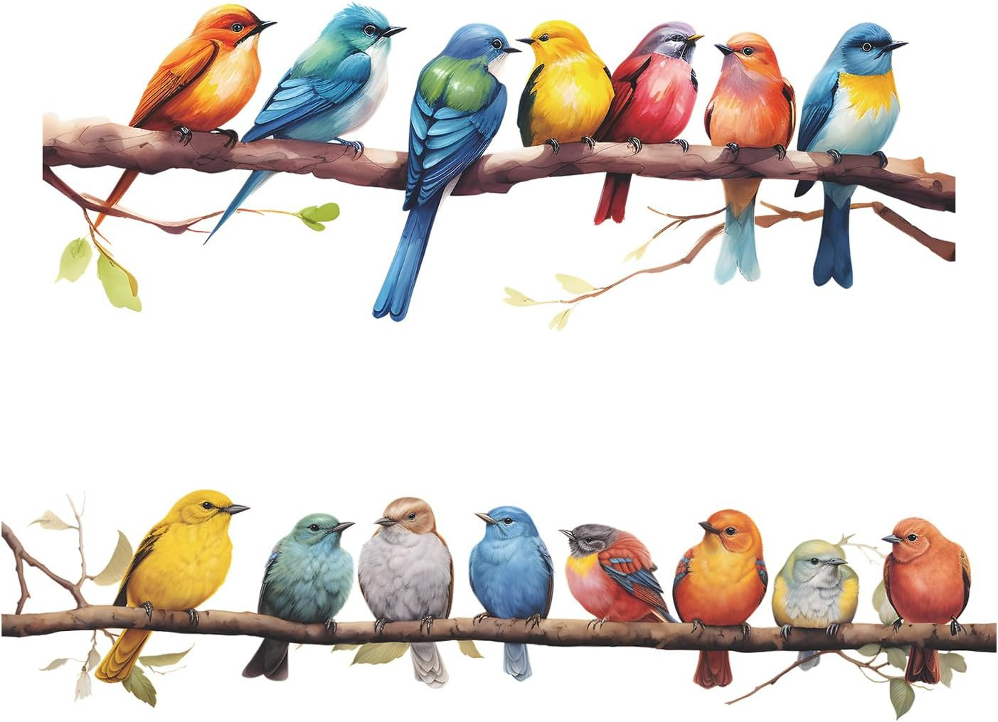 Watercolor Birds Wall Decals 2 Pack Peel & Stick Vinyl Stickers for Kids Room