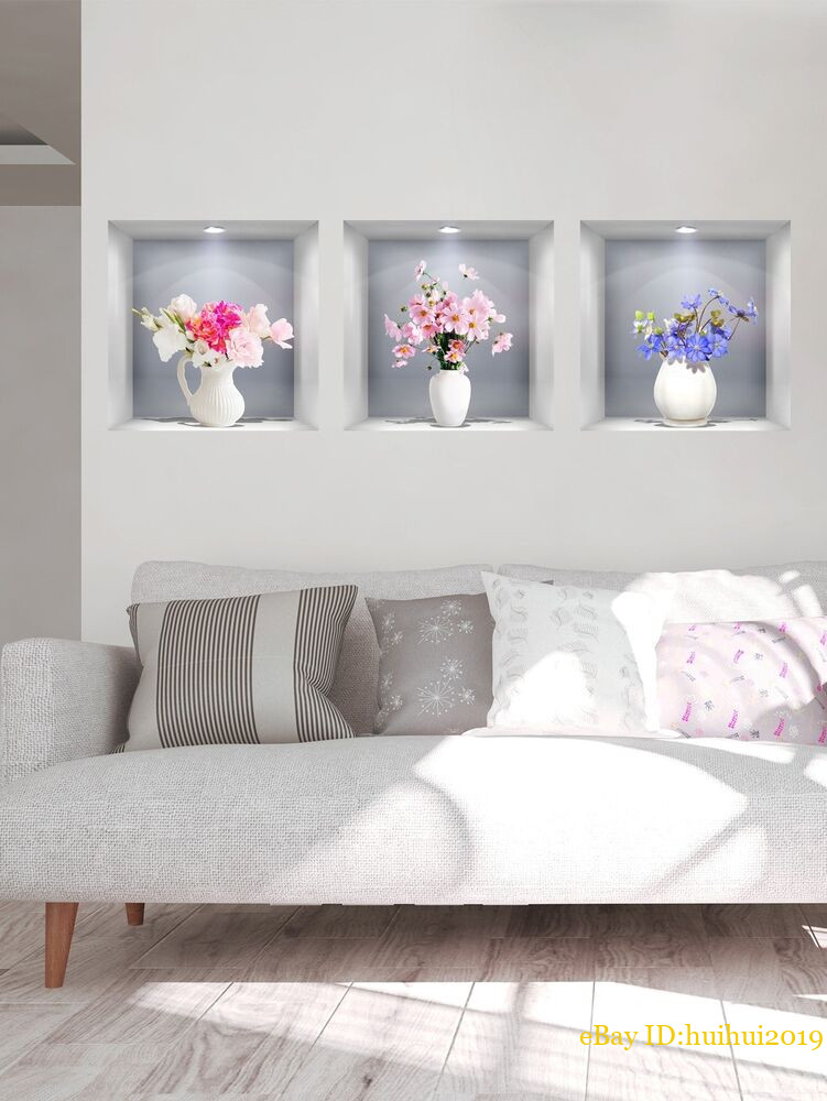 1pc Flower Design Pattern Wall Sticker Removable DIY Wall Art Decor Decals