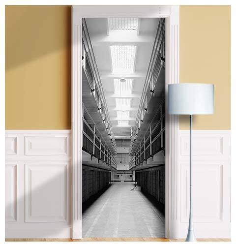 Stickers doors 1 piece – Alcatraz Prison Hall Mural, Cover, Decal. Laminated