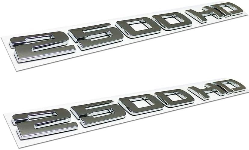 2pcs Badges 2500HD 2500 HD Emblem 3D Decal Suitable for Both Side Doors silver