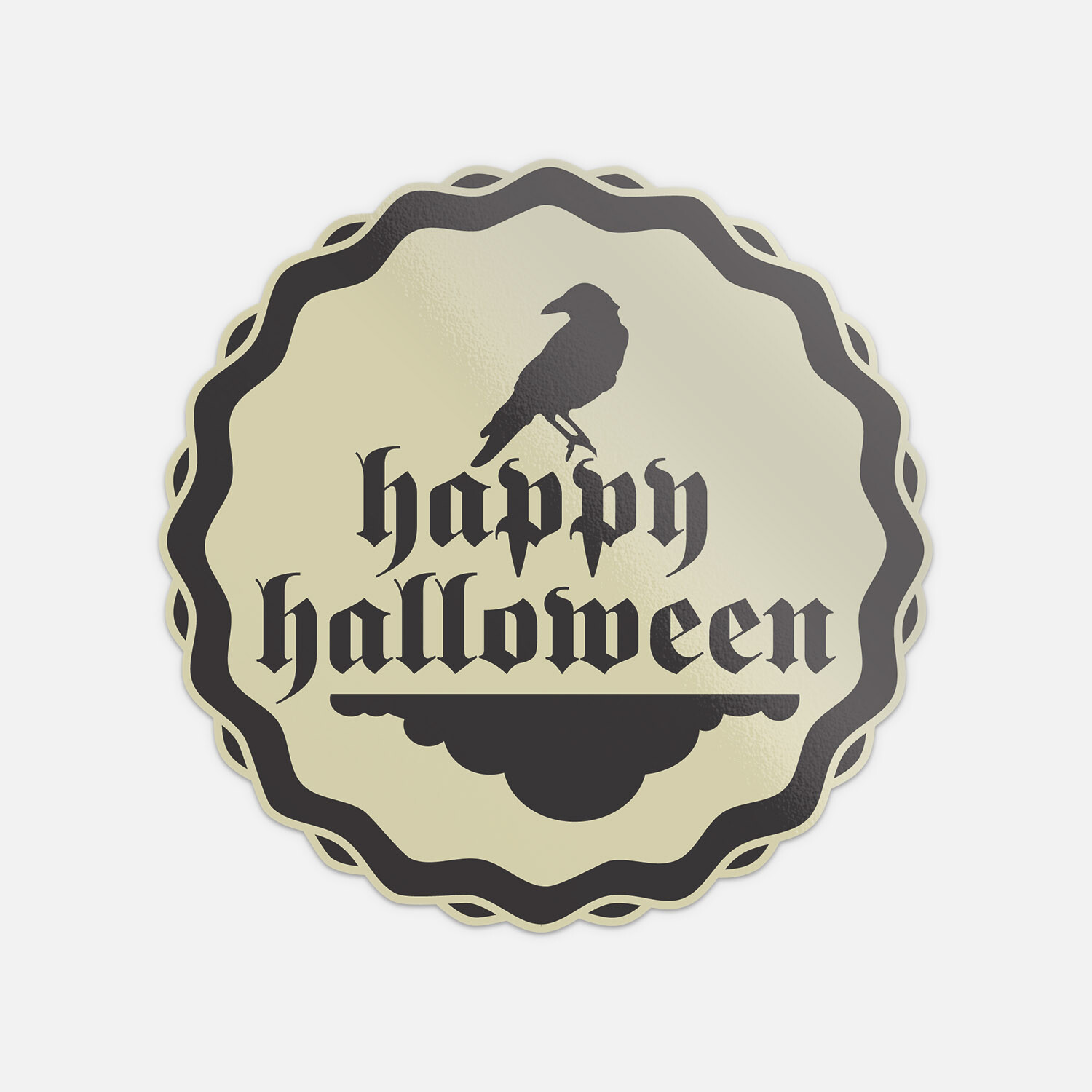 Happy Halloween Retro Label Crow Vinyl Sticker Decal