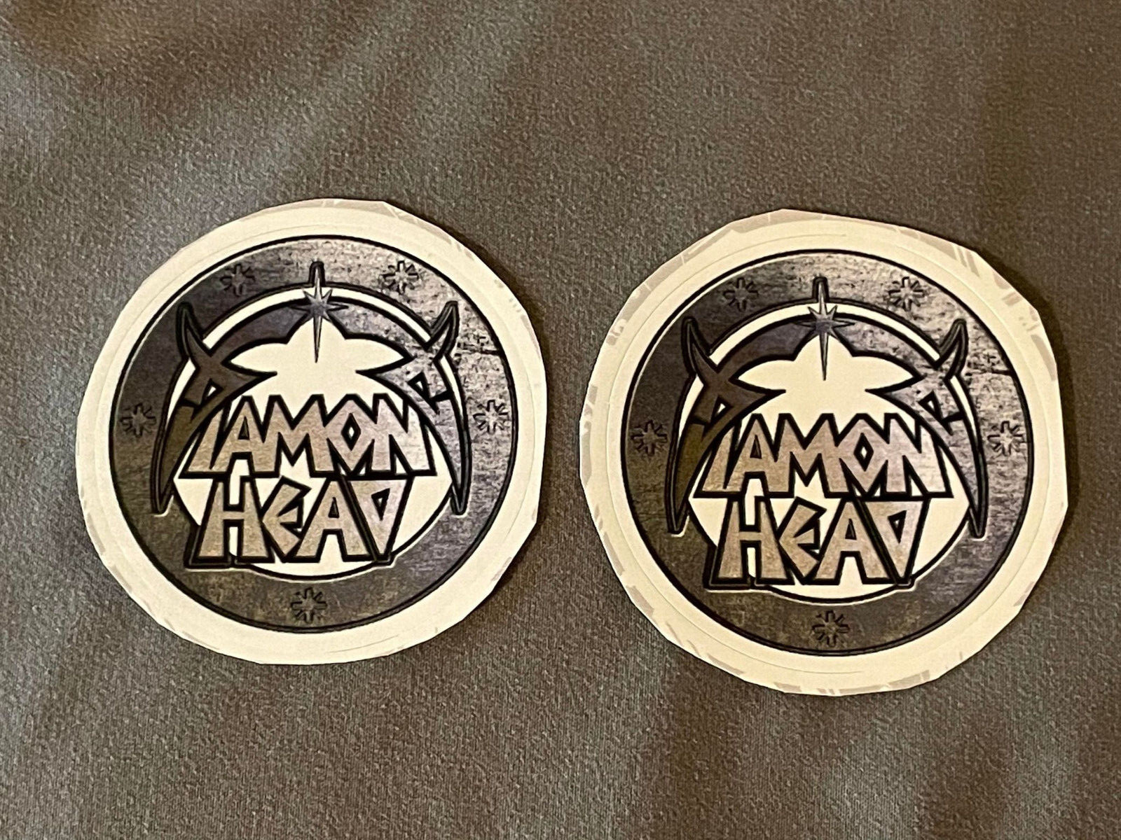 Lot (2) DIAMOND HEAD 2 1/4" x 2 1/4" Band Stickers White Black FAST! FREE SHIP!