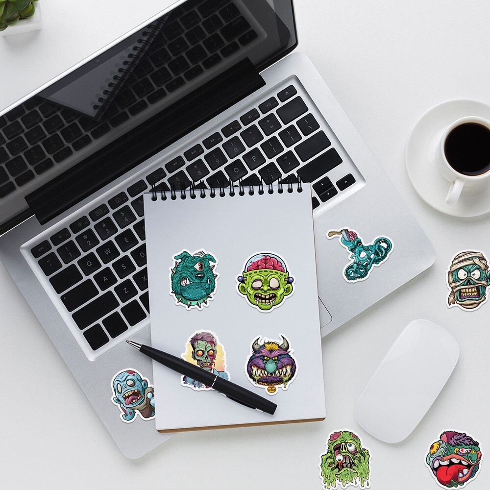 50pcs Waterproof Vinyl Stickers Zombie Monster Luggage Phone Laptop Water Bottle