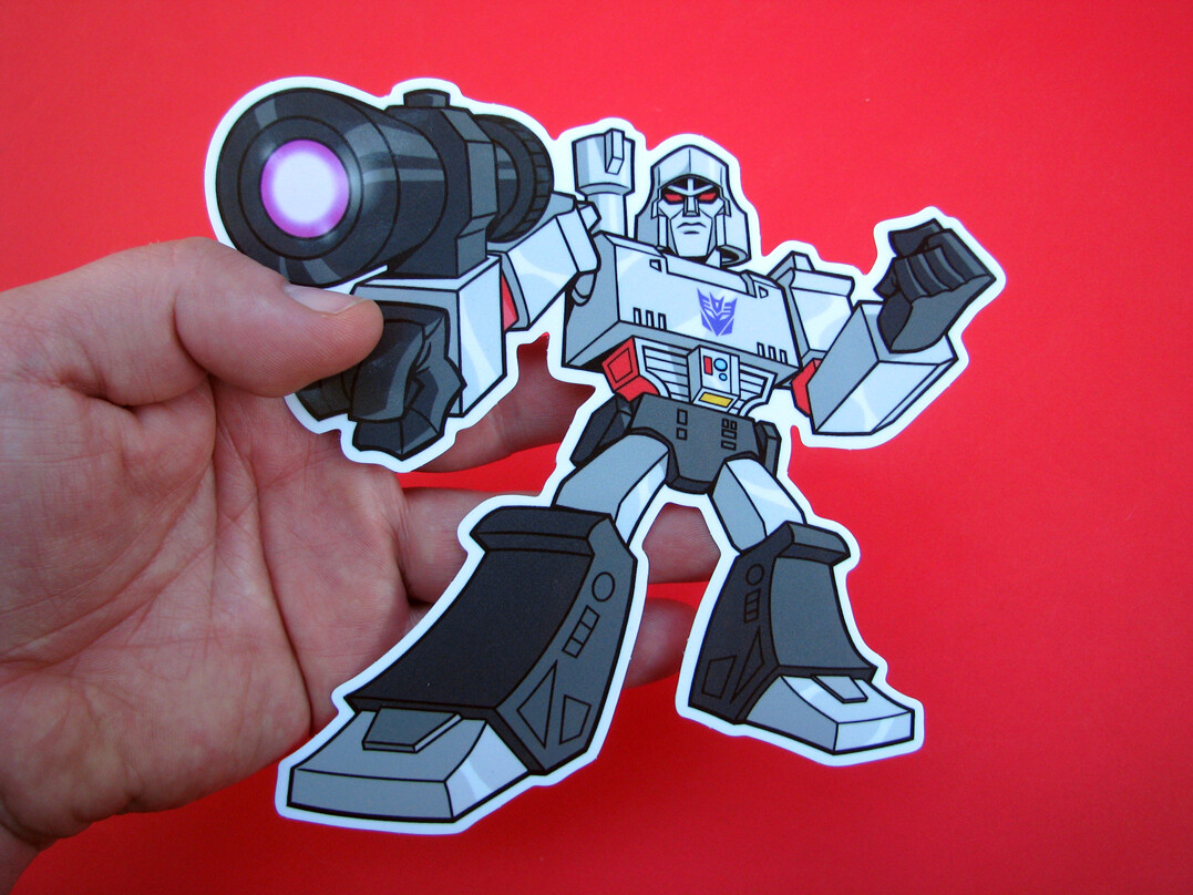 Mega Tron Vinyl Sticker Robots in Disguise 80s G1 Decal Water Bottle Car Truck