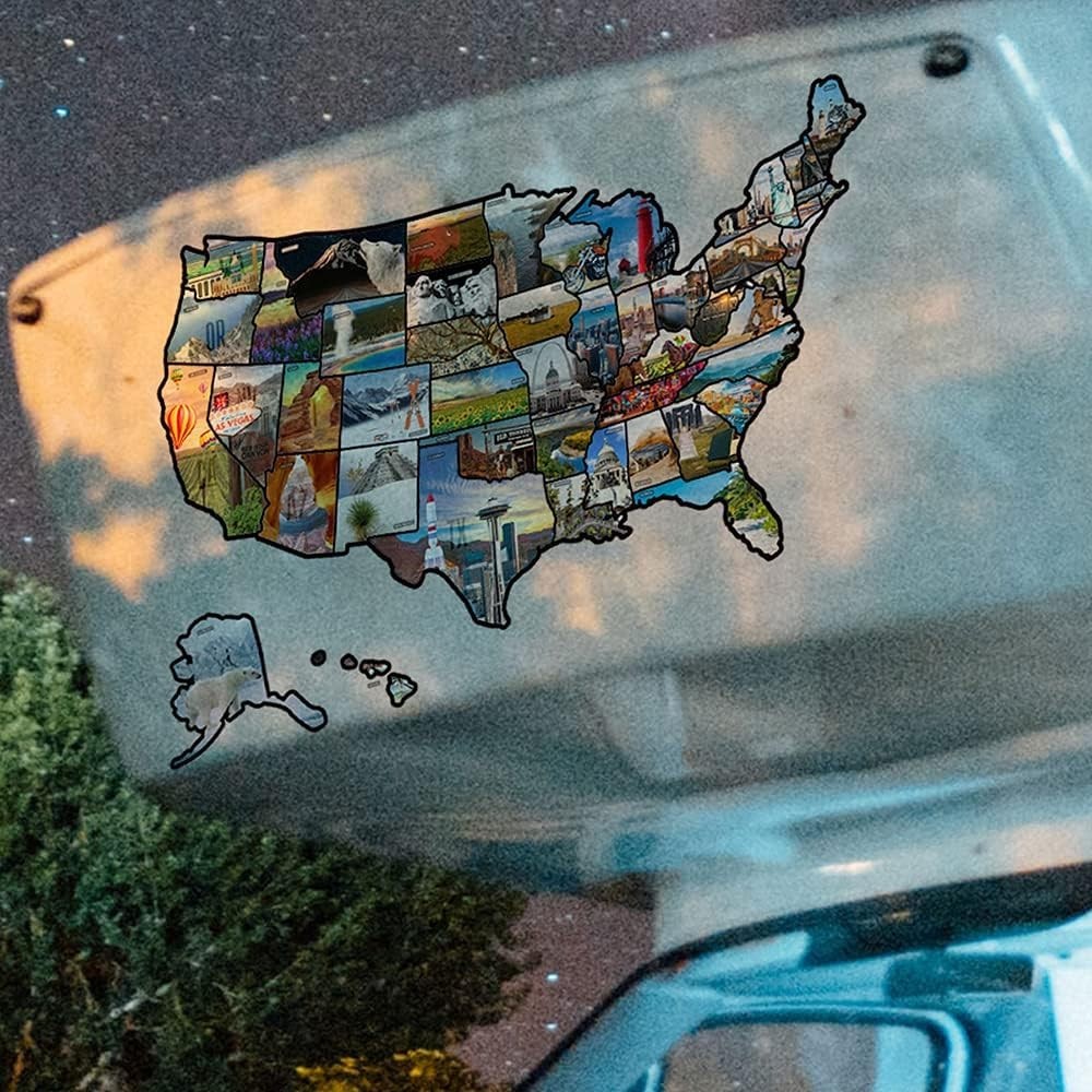 Sticker, 50 States Travel Map Theme for RV, 23.6" x 15.7"