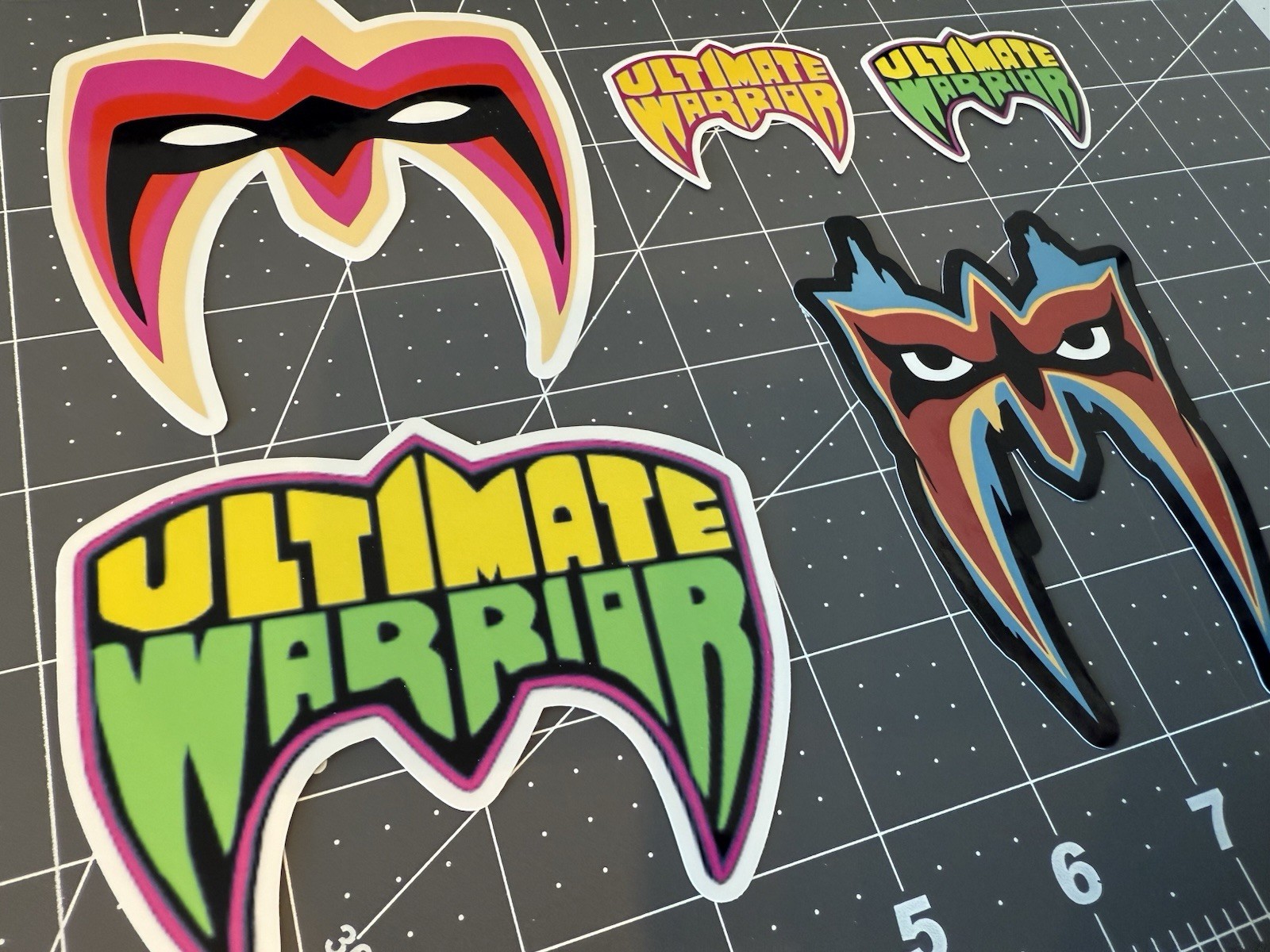 Ultimate Warrior Sticker Mask 5 Sticker Lot WWE WWF Wrestling
