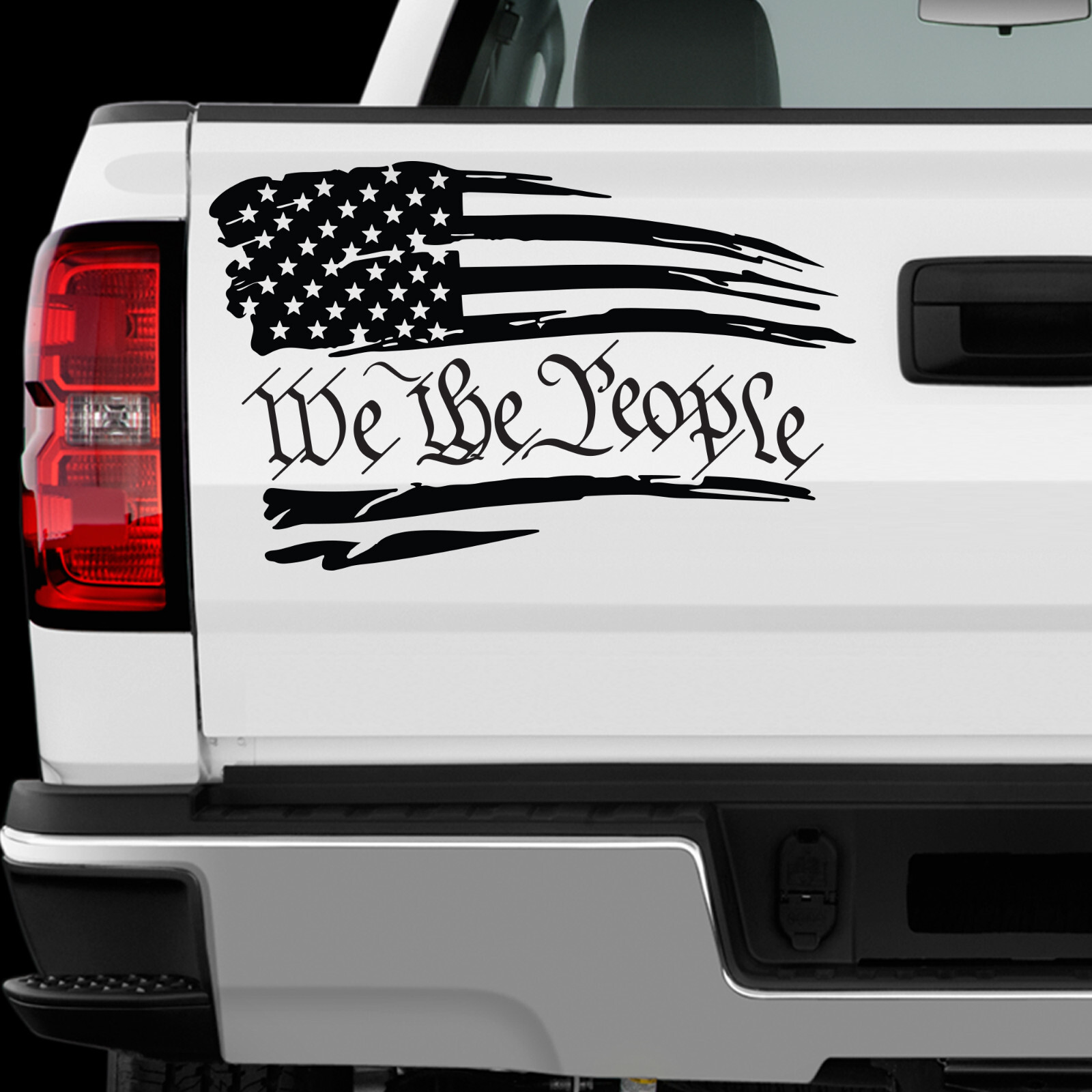 We the People American Flag sticker Allsize Regular & Chrome Mirror Vinyl Colors