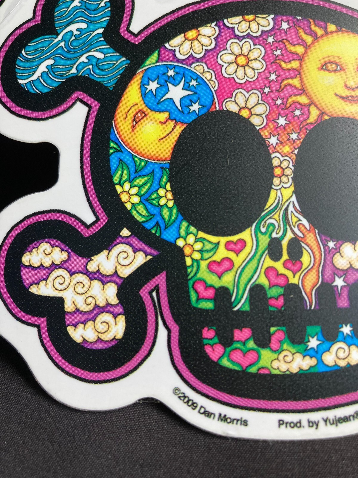 Cute Skull Moon Stars Air Earth Water Fire Window Sticker Art by Dan Morris