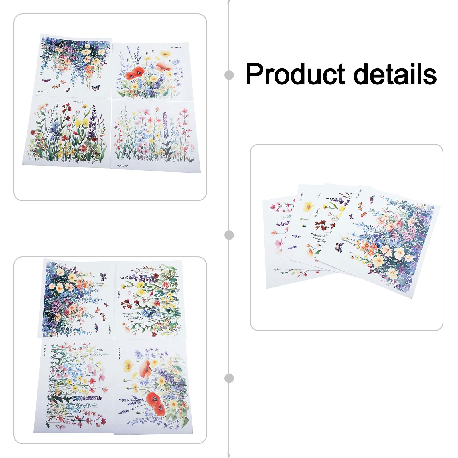 Decorative PVC Stickers for Toilet with Floral and Leaf Designs Set of 4