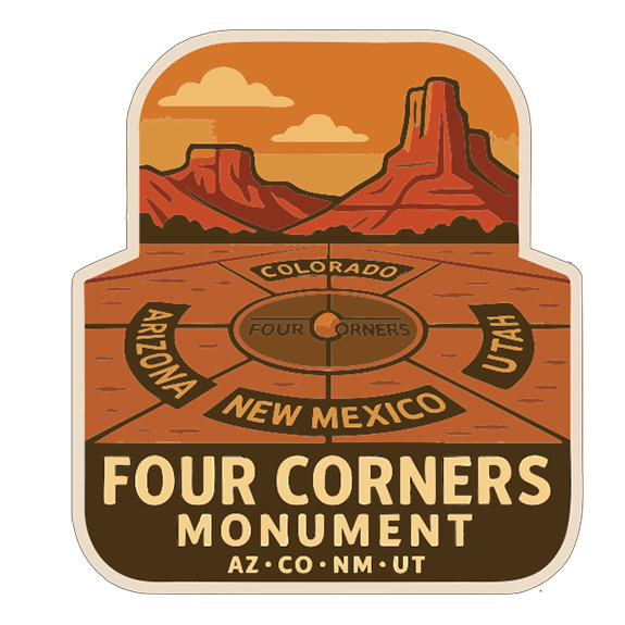 Four Corners Monument Arizona Colorado New Mexico Utah Sticker Decal Vinyl