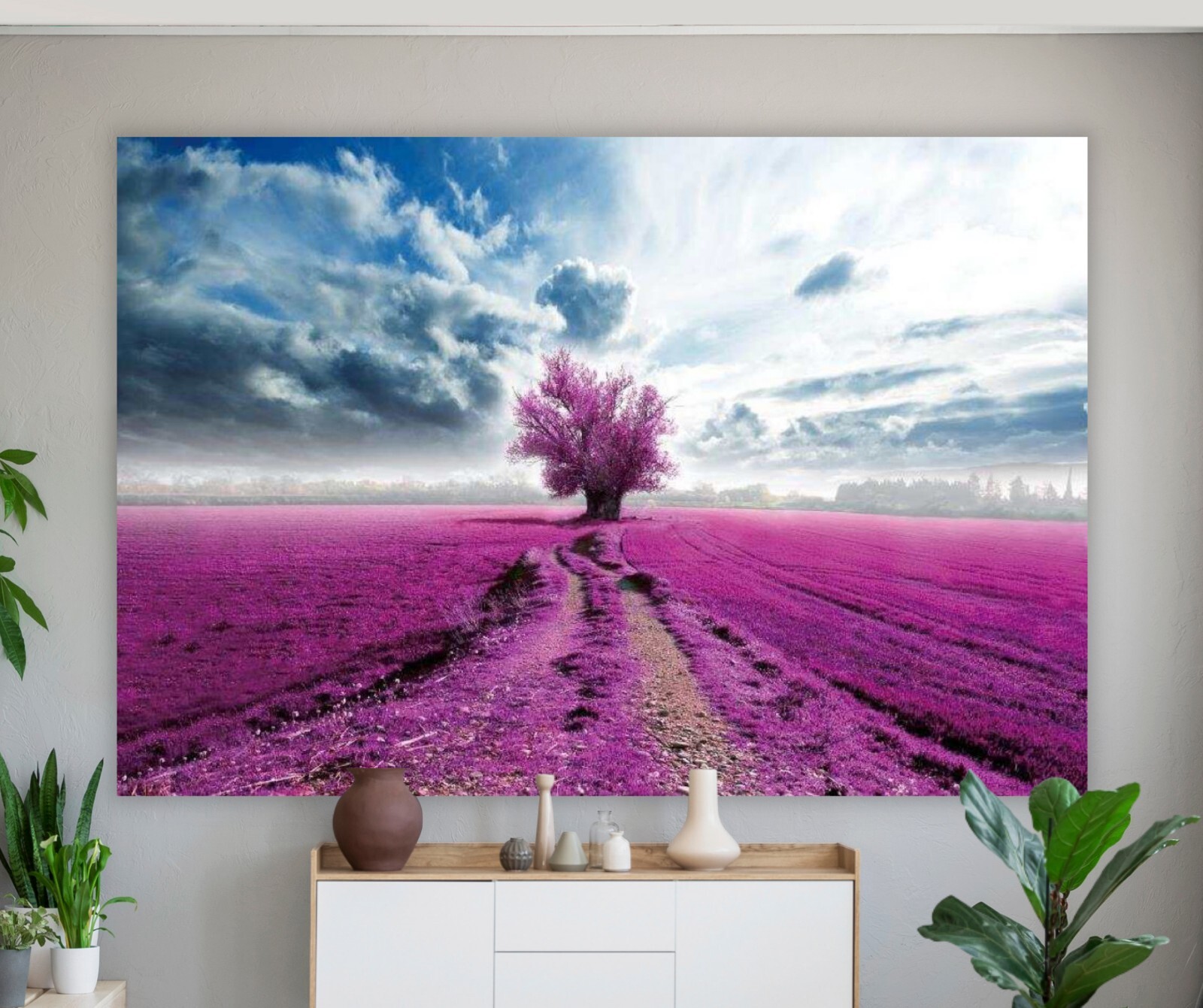 Boho Display Wall Art Decor; Bohemian Lavender Fields Large Bedroom Artwork
