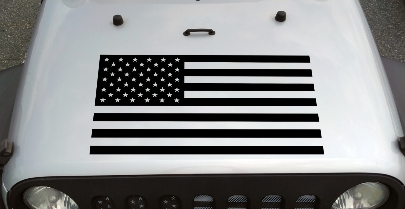 Pair American Flag Vinyl Decals – Matte Black Stickers Custom Sizes for Vehicles