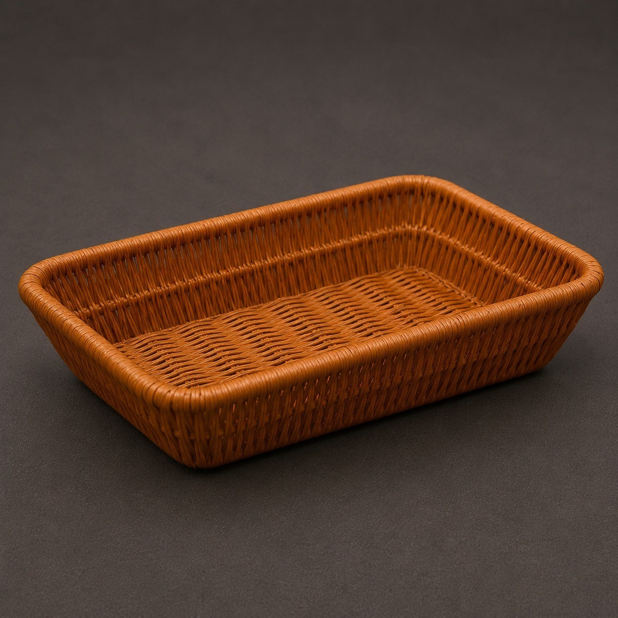 Brown Wicker Basket Tray Rectangular Rattan Storage Organizer