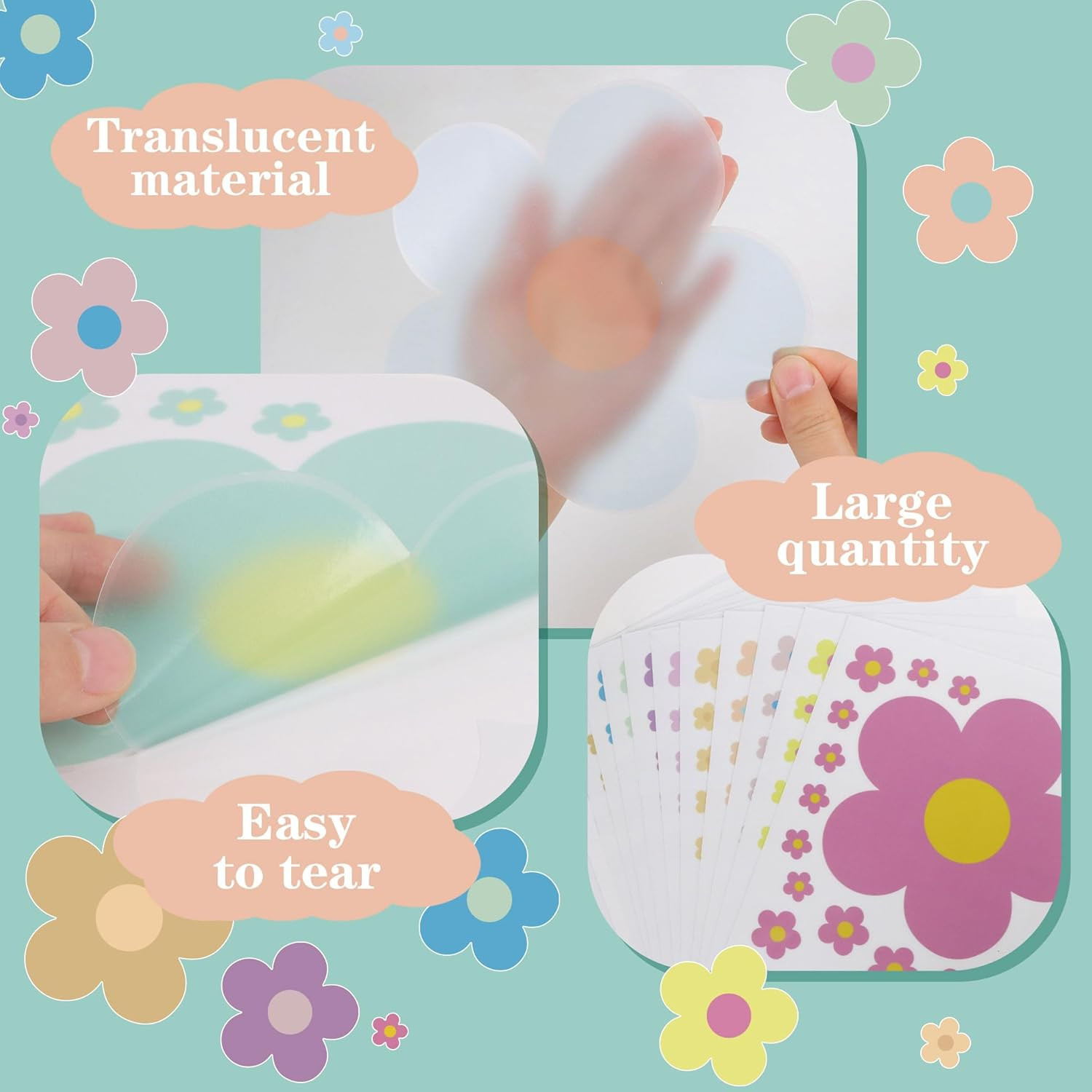 12 Sheets Flower Wall Decals Cute Colorful Vinyl Stickers for Girls Kids Room De