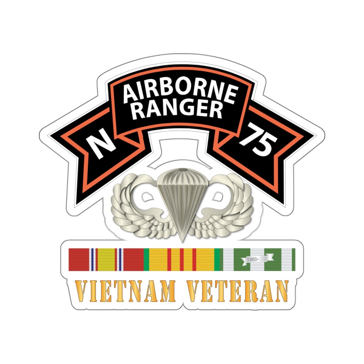 Kiss- Cut Stickers – SOF – N Company Scroll – Basic Airborne – Vietnam Veteran