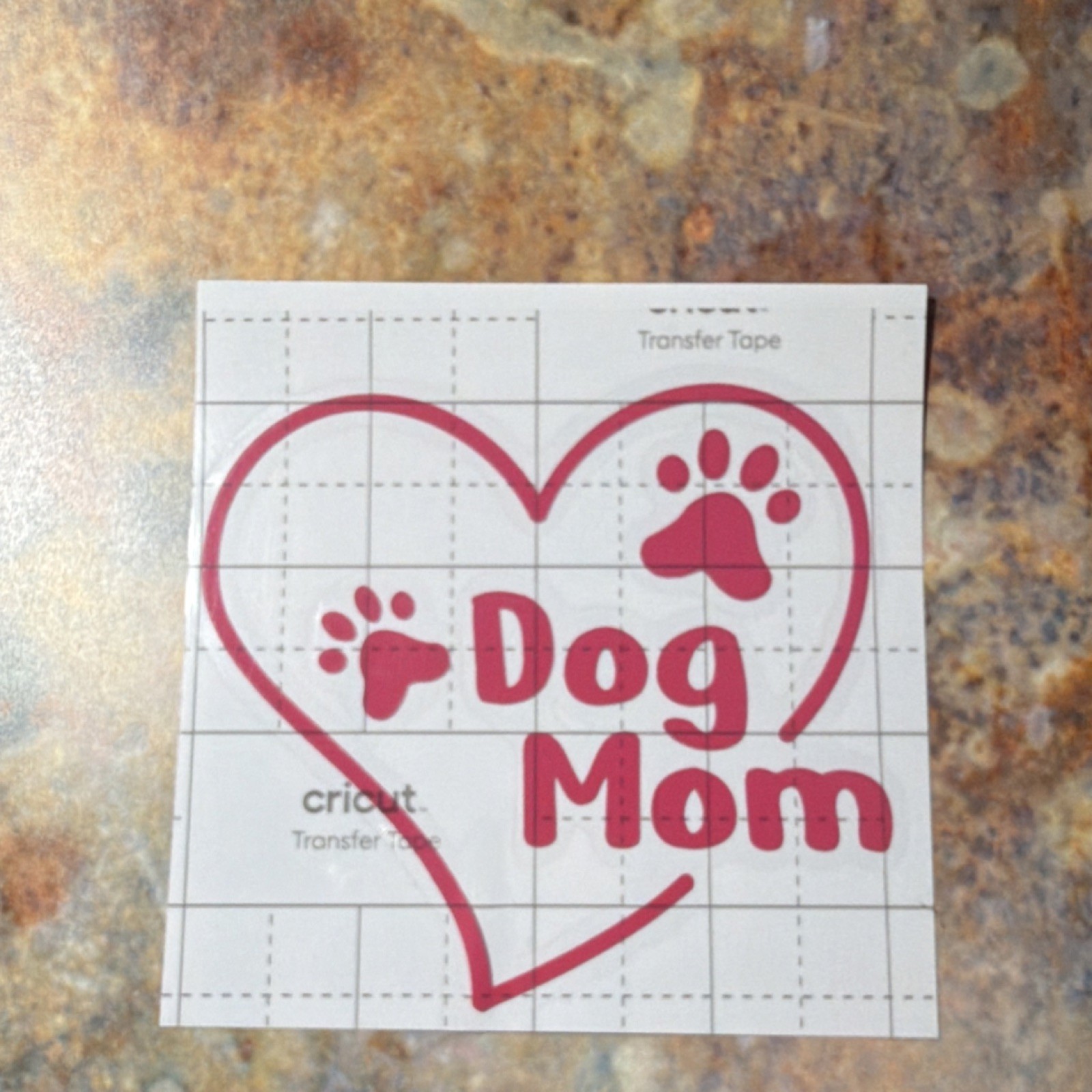Cricut Dog Mom Heart Paw Print Pink Vinyl Decal Sticker