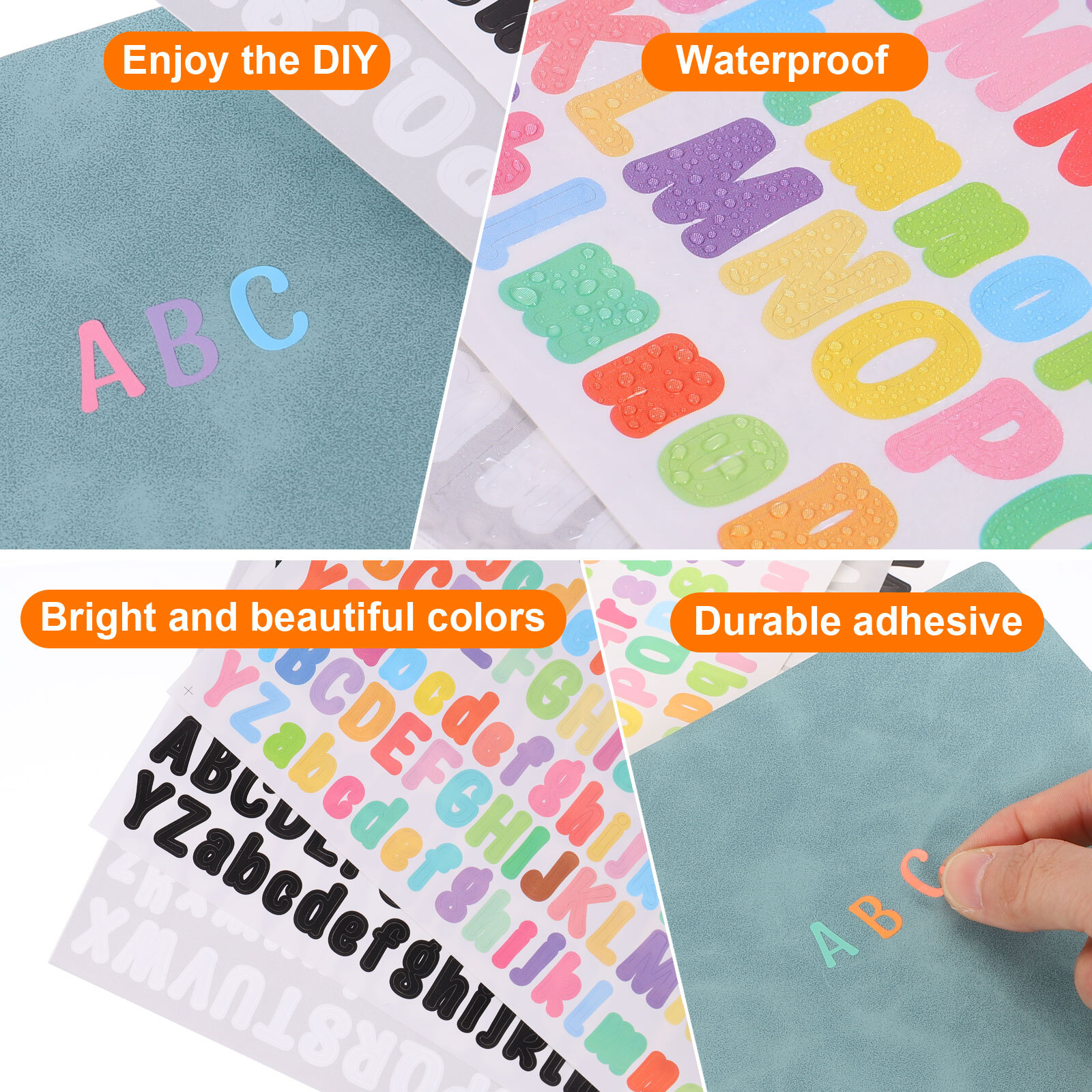 12 Sheets Letter Stickers, 2500Pcs 1/2" Vinyl Letters, Black