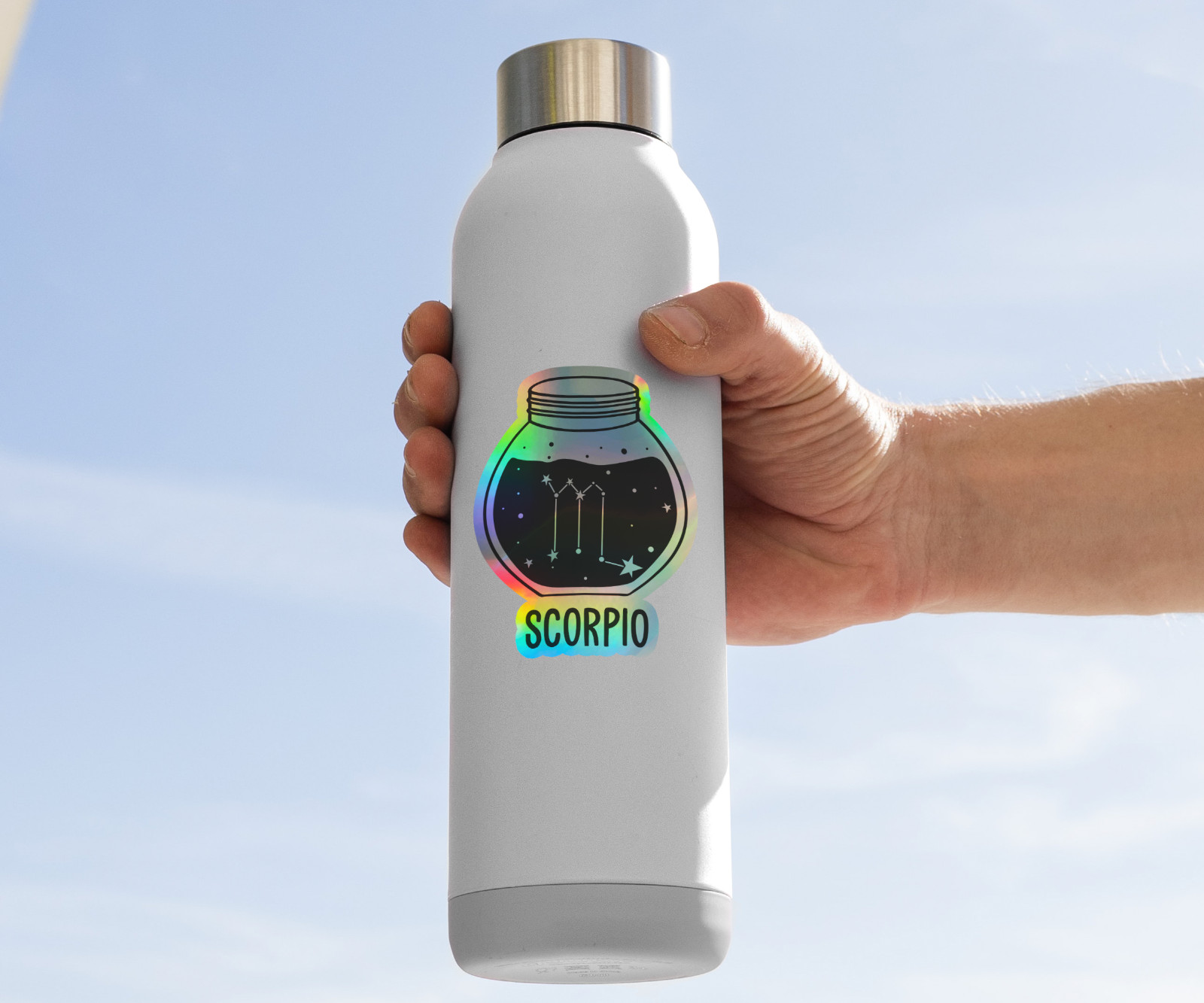 Scorpio Zodiac Bottle Holographic Vinyl Sticker – Astrology Decal