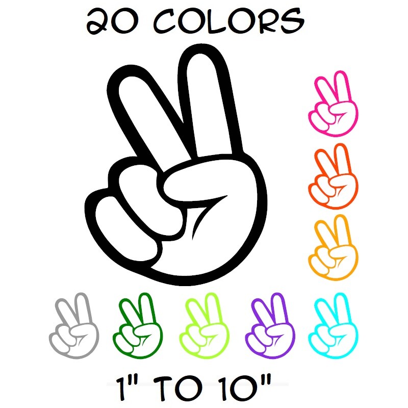 Peace Sign Hand Sticker Vinyl Decal – Love Symbol Car Window Bumper Hippie Wall