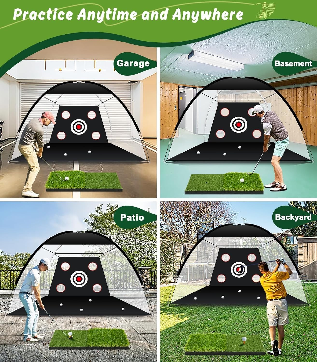 Golf Net: 10x7ft Golf Practice Net for Backyard Chipping Driving with Dual-Tu…