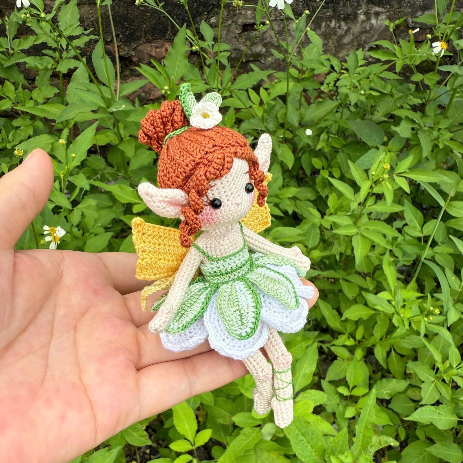 Handmade Crochet Fairy Doll, Amigurumi Forest Sprite, Whimsical Decor