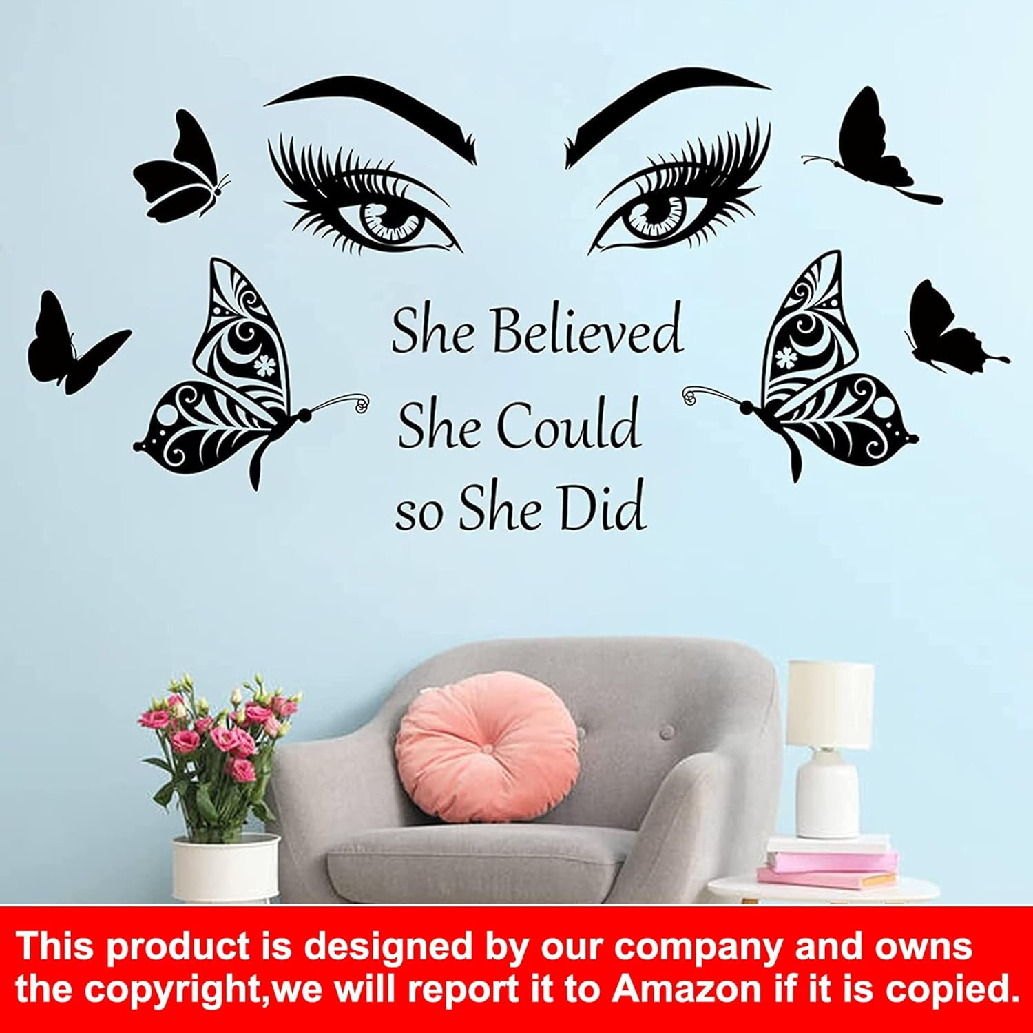 Inspirational Wall Decal Quotes Eyelash Eyes Wall Stickers Motivational Word Let