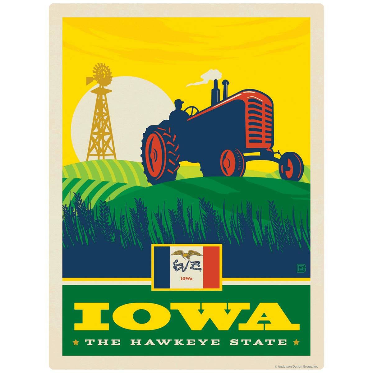 Iowa Hawkeye State Tractor Decal Peel and Stick Decor