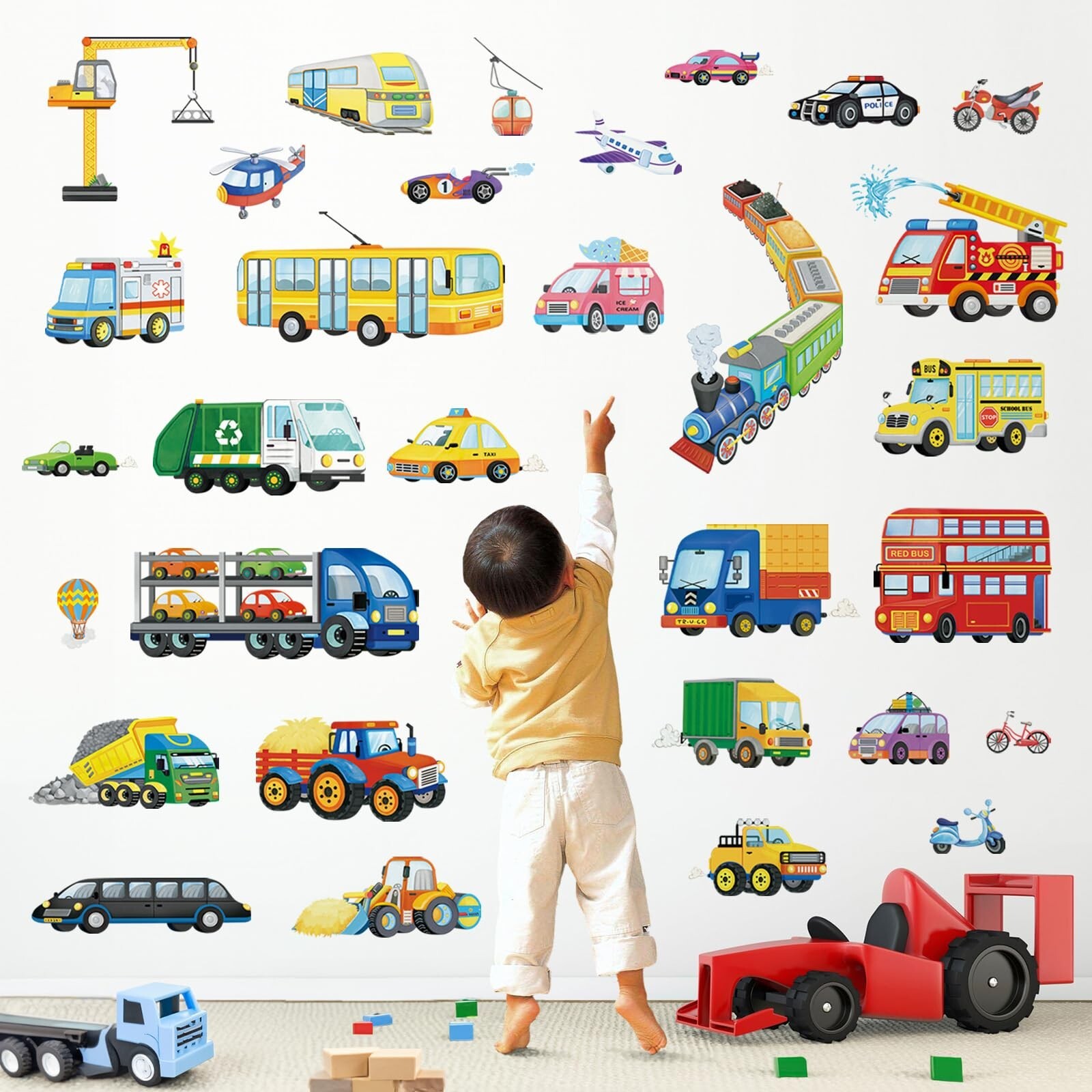 wondever Transport Car Wall Stickers Truck Construction Vehicles Wall Art Dec…