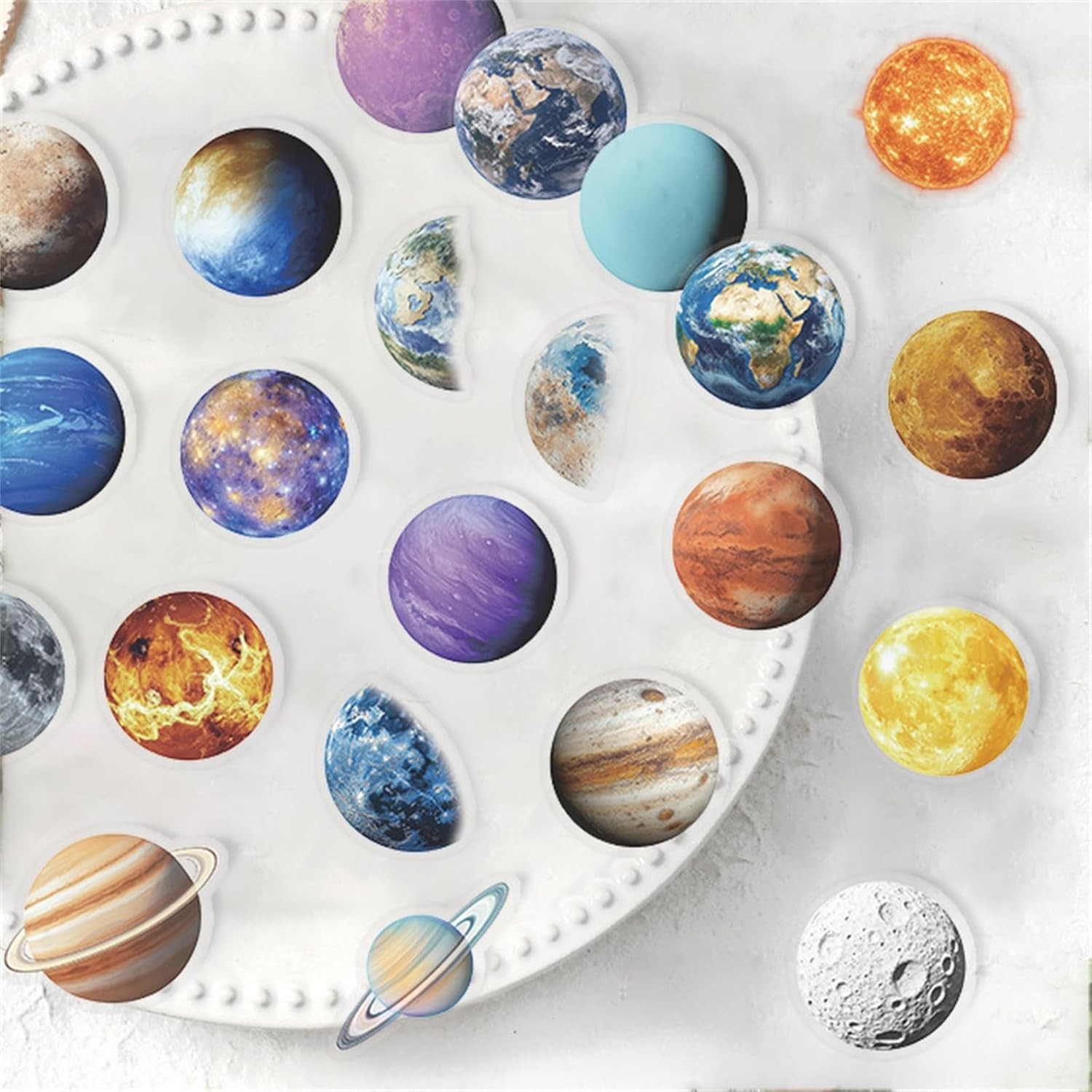 50PCS Transparent PET Planet Stickers – Creative Kawaii Decals for All Ages