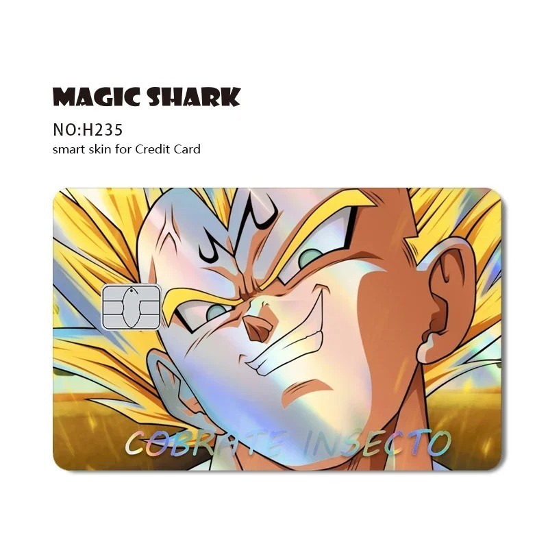 Magic Shark Holographic Credit Card Sticker Goku Vegeta Skin Cover New