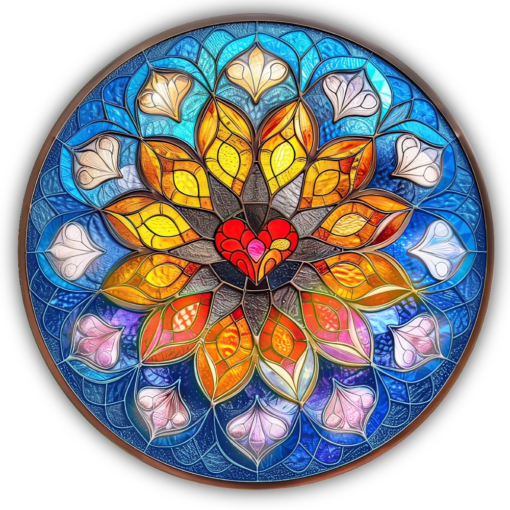 Heart of The Flower Stained Glass Color Art Cut To Shape Vinyl Sticker
