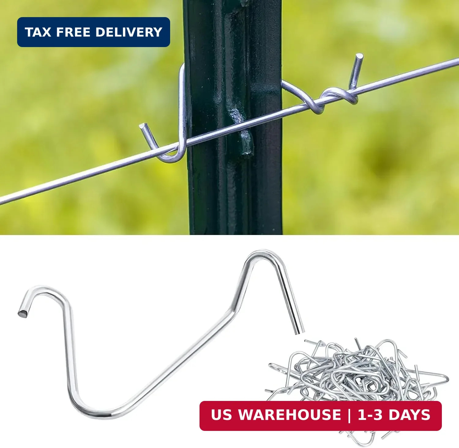 T Post Clips 500 pcs Fence Wire Tensioner, Galvanized Steel Fence Clips for Secu